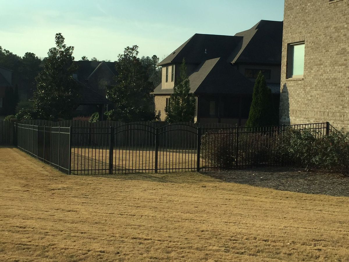 Aluminum Flat Top Double Arched Gate fence installed by Shelby Fence Company in Alabaster, AL