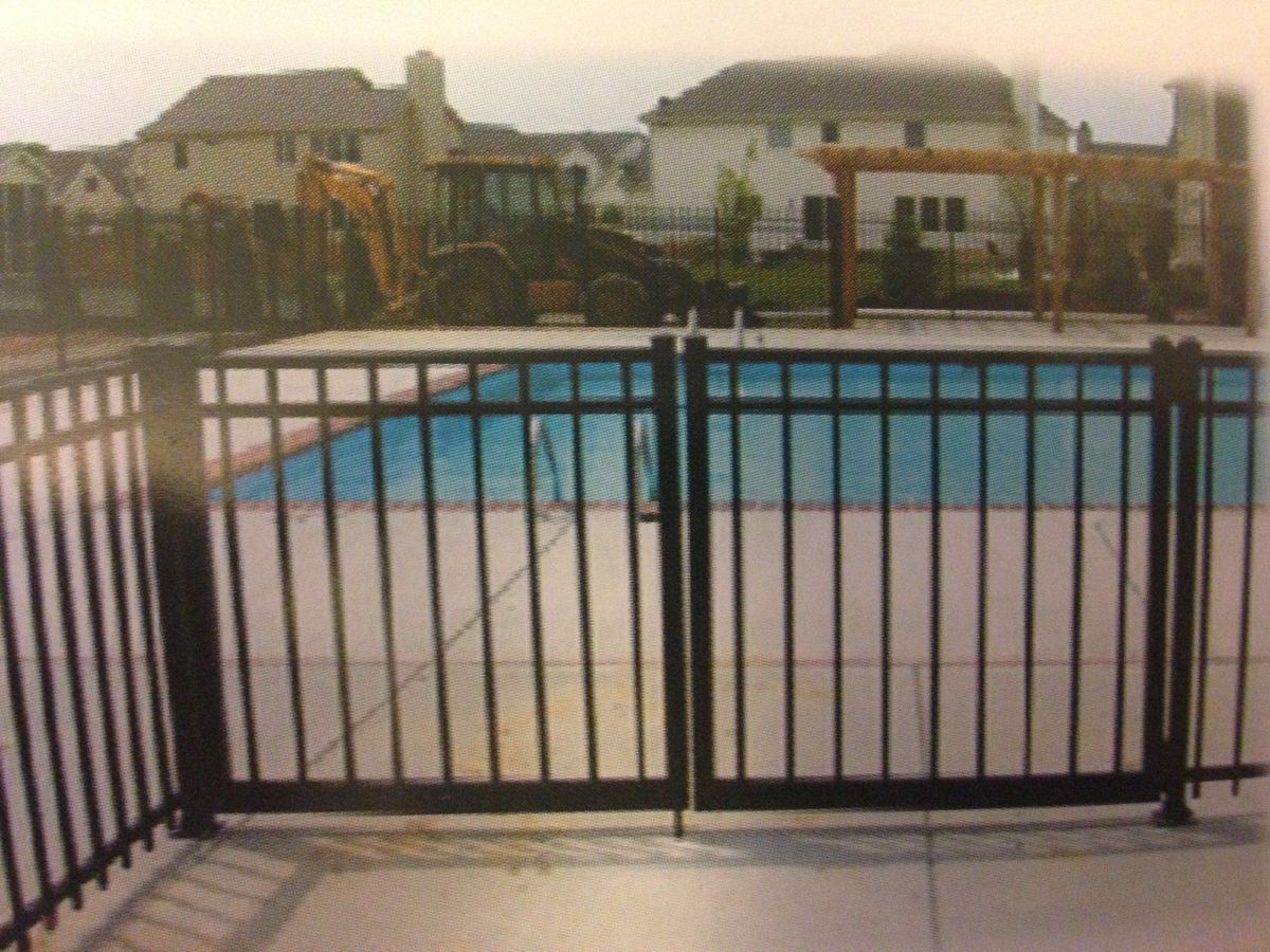 Aluminum Flat Top Straight Double Gate fence installed by Shelby Fence Company in Alabaster, AL