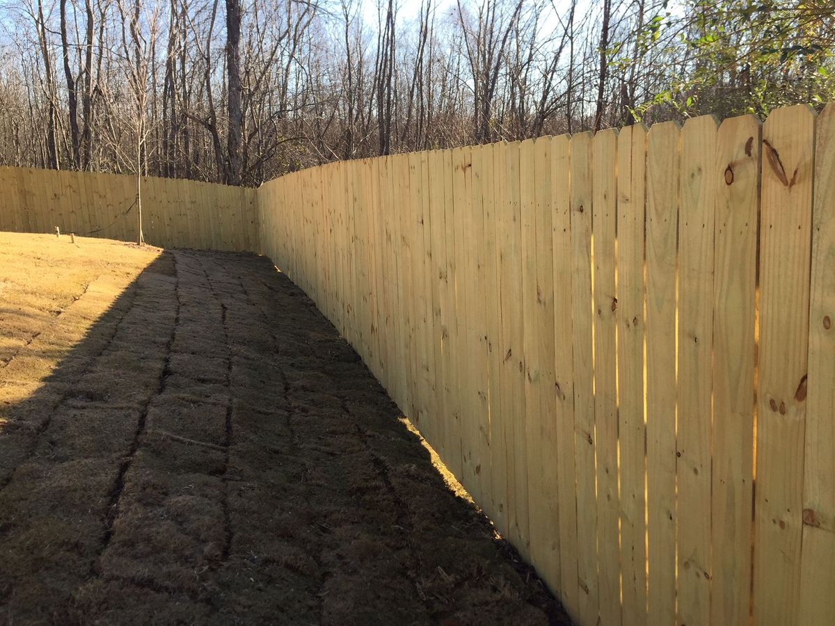 Plain Privacy Finished Side fence installed by Shelby Fence Company in Alabaster, AL