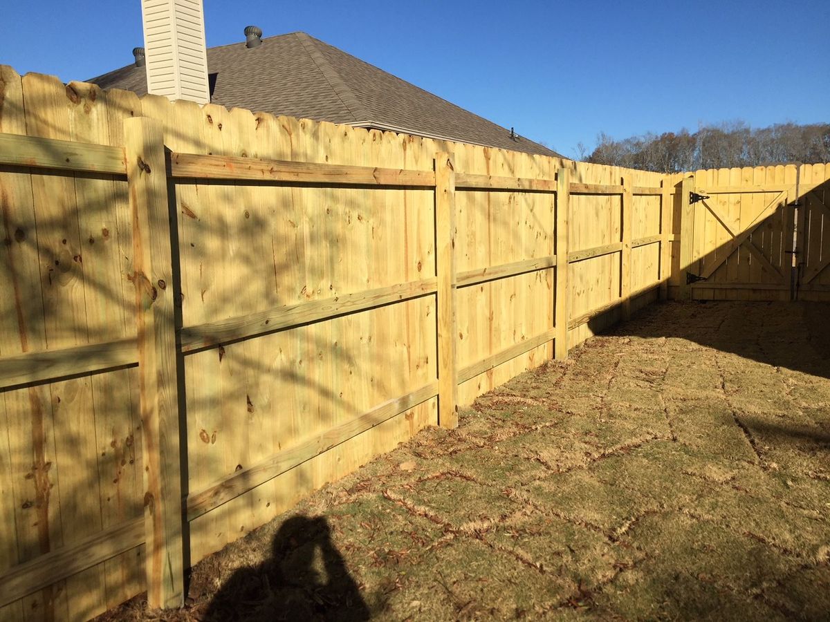 Plain Privacy Unfinished Side fence installed by Shelby Fence Company in Alabaster, AL